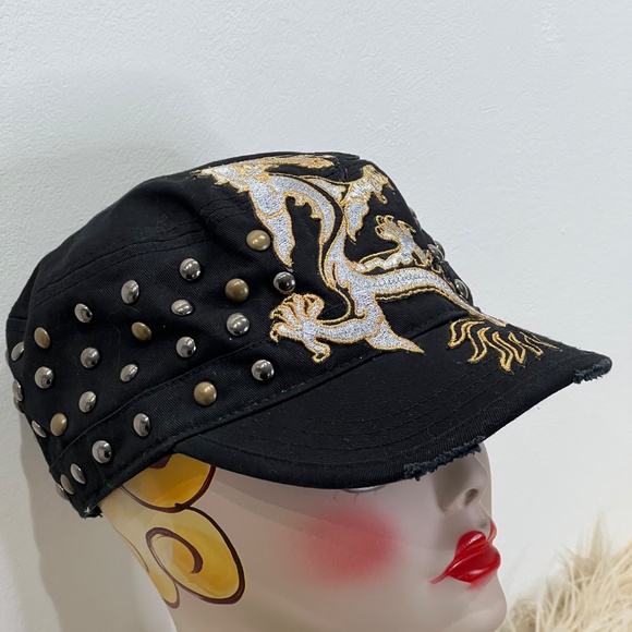 Headers military-style one size w/velcro embroidered Dragon Studded design Y2K main image 11